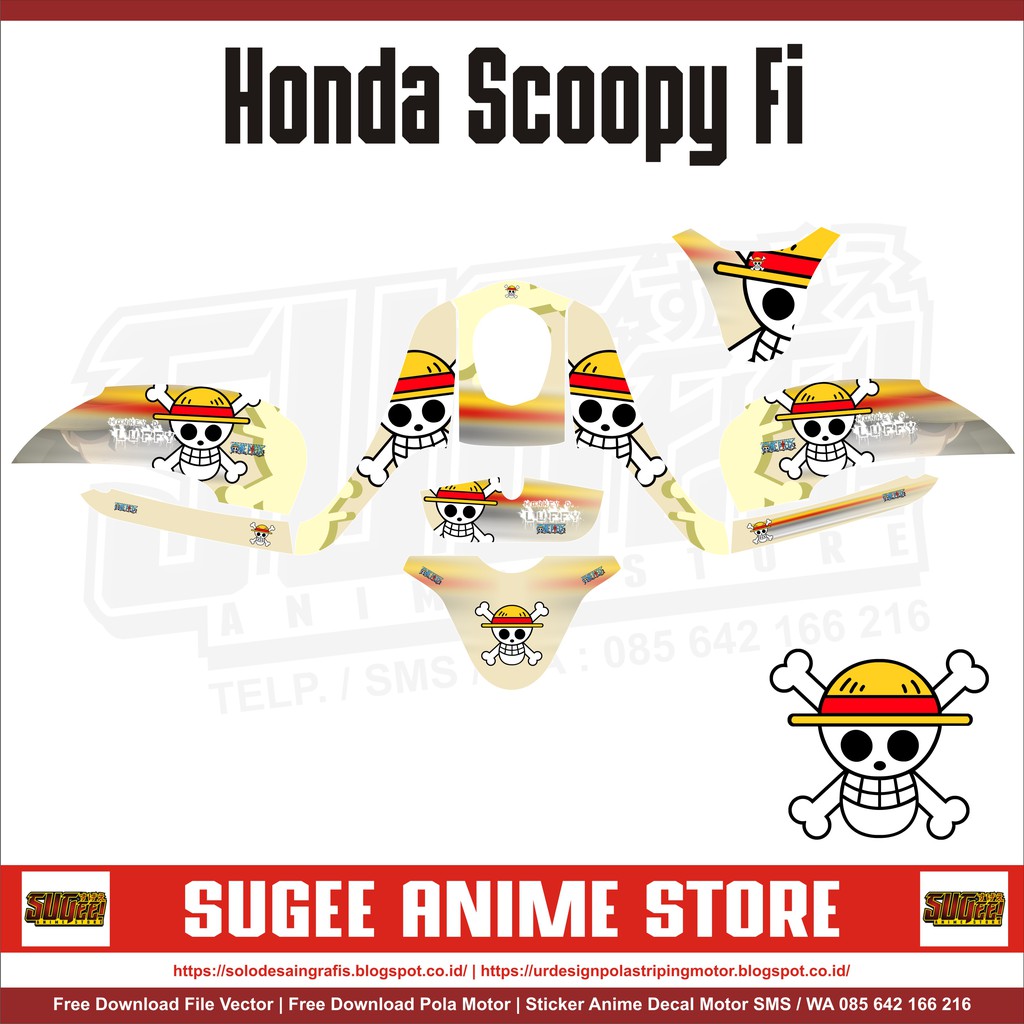 Sticker Anime Decal Motor Honda Scoopy Fi Luffy Shopee Indonesia