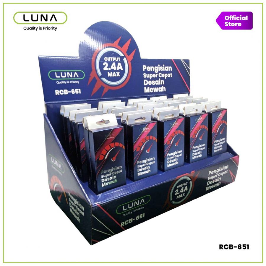 KABEL DATA FAST CHARGING NYLON KUAT TIDAK KUSUT LUNA RCB-654