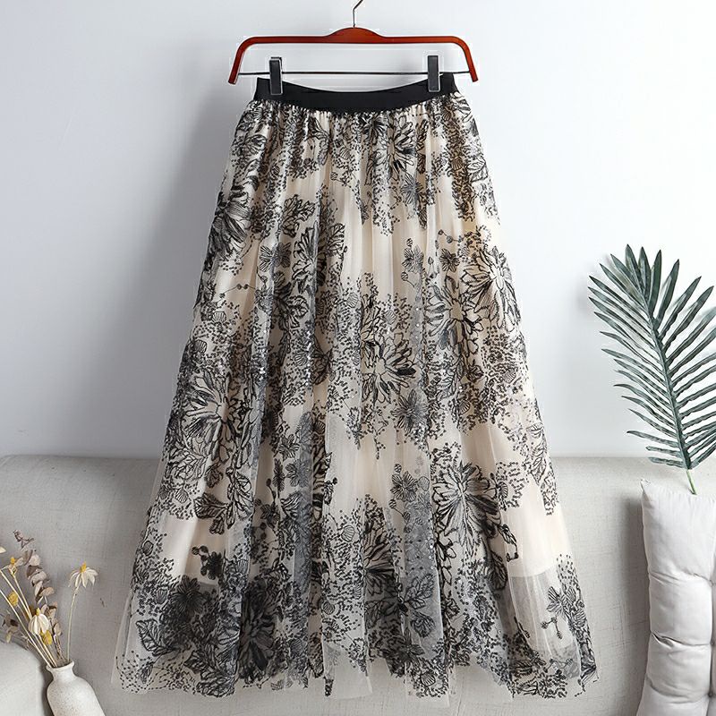 Rok Tutu 3D Import / Maxi Skirt Motif Bunga Timbul