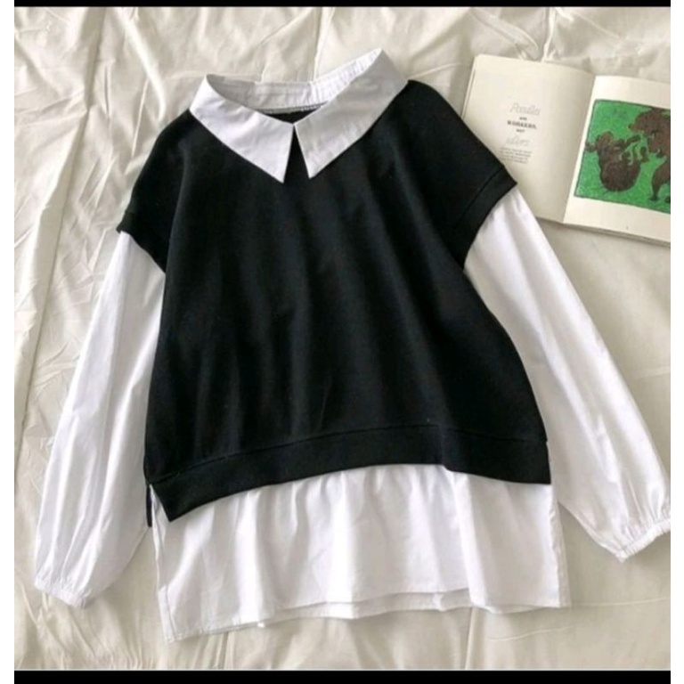 BLOUSE - YUMMI BLOUSE - ATASAN KOREA - PAKAIAN WANITA-Hitam