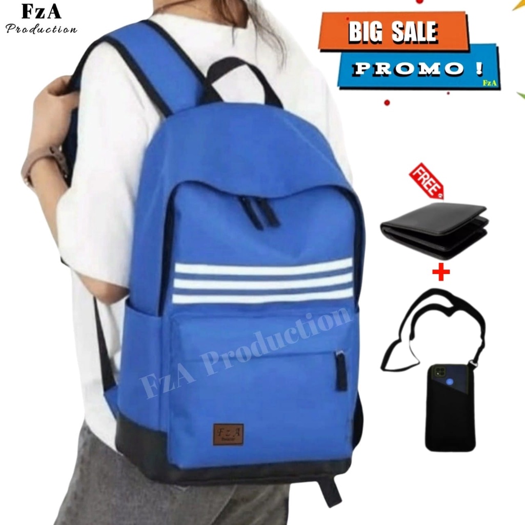 Tas Ransel Distro Kasual Pria Wanita Tas Ransel Laptop Tas Punggung Backpack Original FzA Free Dompet Sakko HP