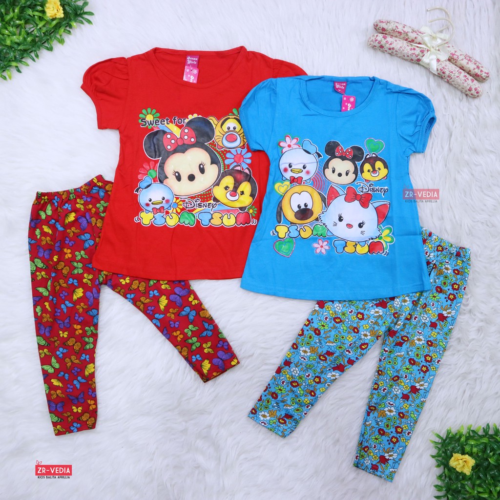 Setelan Catty &amp; Unicorn uk 2-3 Tahun / Baju Anak Perempuan Legging Kaos Karakter Celana Panjang