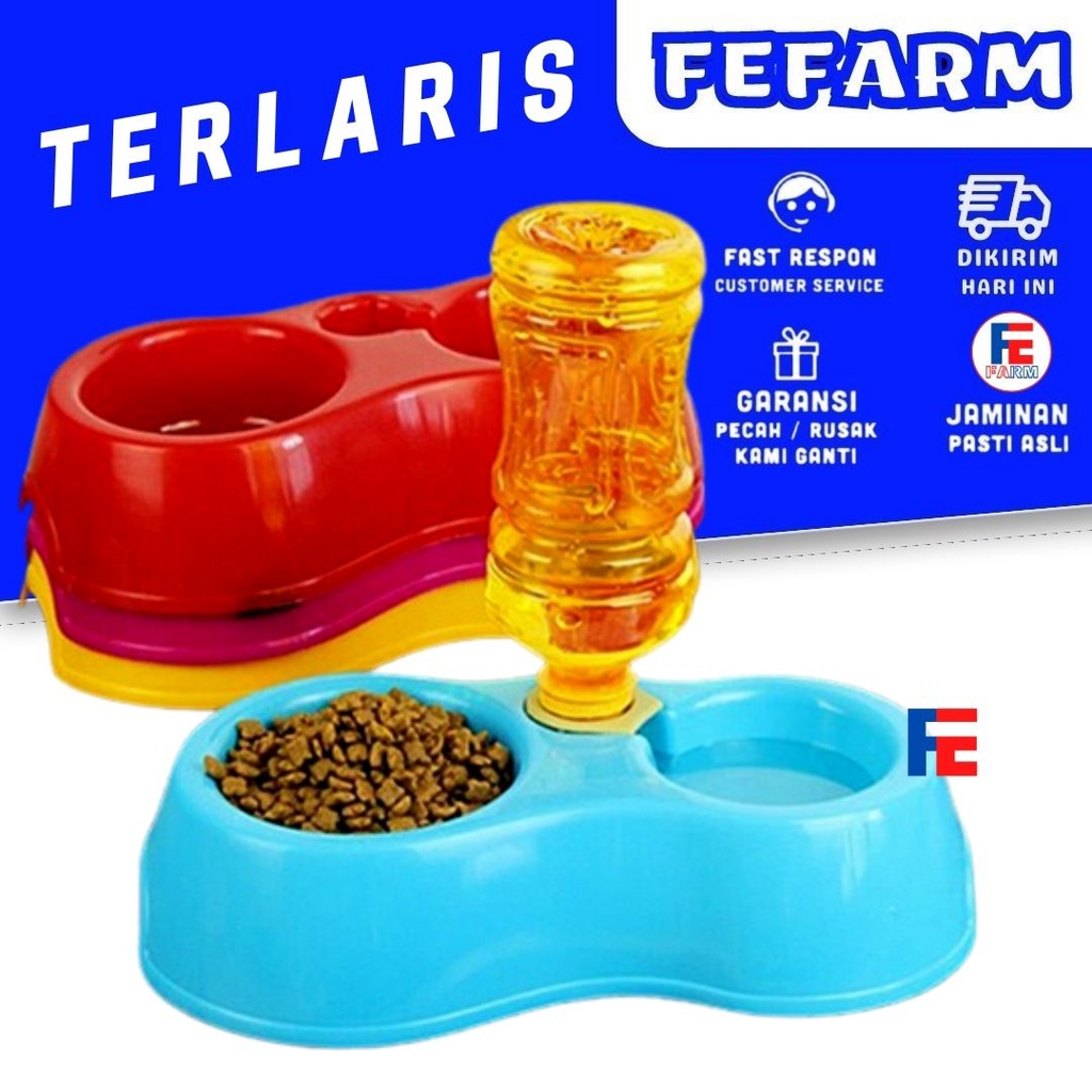 TEMPAT MAKAN MINUM KUCING OTOMATIS MANGKOK BOTOL FEFARM
