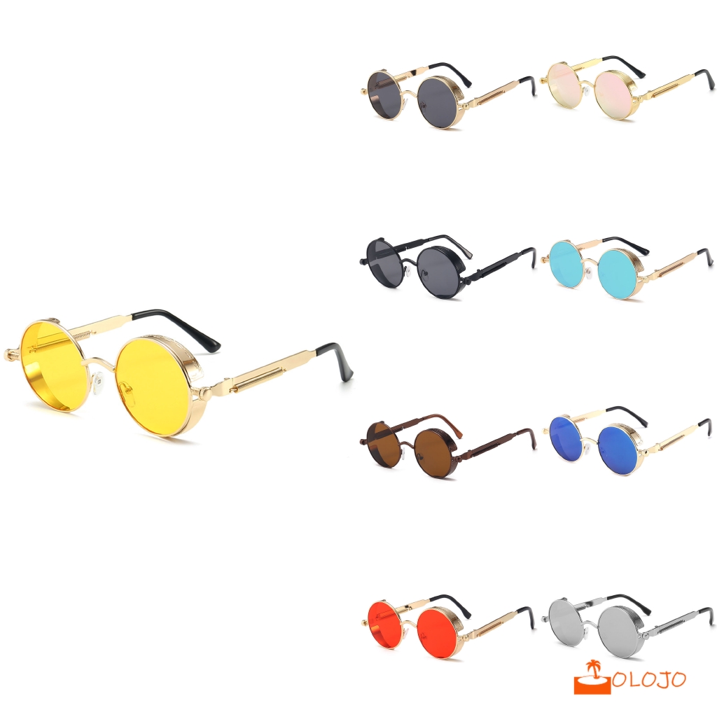 OLOJO Kacamata Hitam Vintage Sunglass Terpolarisasi Steampunk Putaran Kacamata