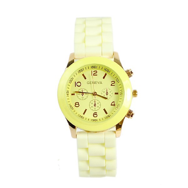 Geneva Fashion Rubber Jam Tangan Wanita - Kuning Muda - KRT