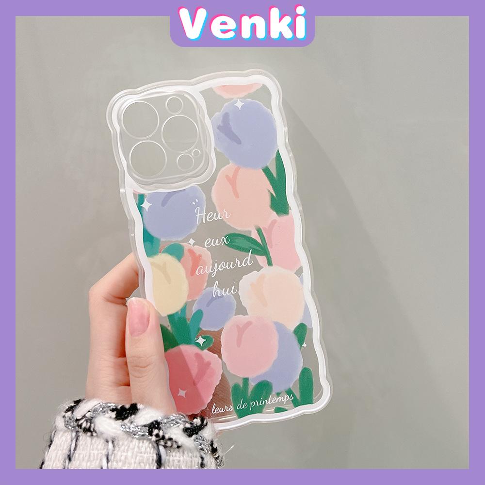 iPhone Case Silicone Soft Case Clear Case Wave Non-Slip Shockproof Camera Full Coverage Protection Tulip Flower For iPhone 13 Pro Max iPhone 12 Pro Max iPhone 11 iPhone 7 Plus