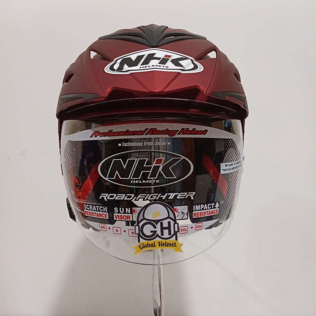 HELM HALF FACE NHK AVIATOR DOUBLE VISOR ROYAL RED DOFF