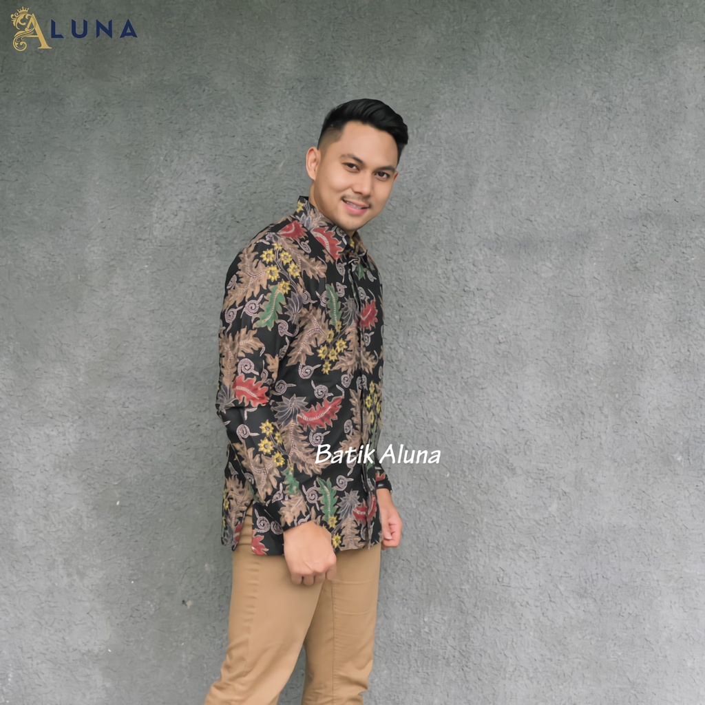 BAJU KEMEJA BATIK PRIA COWOK LENGAN PANJANG REGULER PREMIUM ORIGINAL MODERN KANTOR JUMBO ALUNA 109