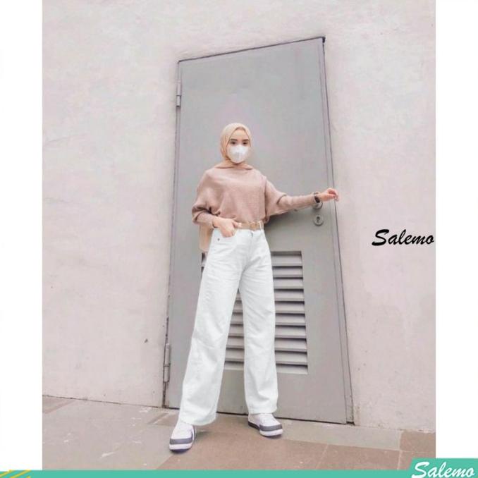 Celana Kulot Jeans Wanita Putih