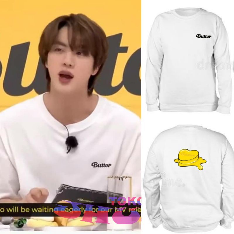 ( Versi ) Sweater BTS Jin Butter Logo Printing BELAKANG