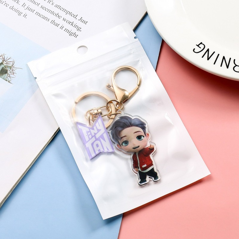 Gantungan Kunci Desain Kartun Kpop BTS Bahan Akrilik Untuk Hadiah