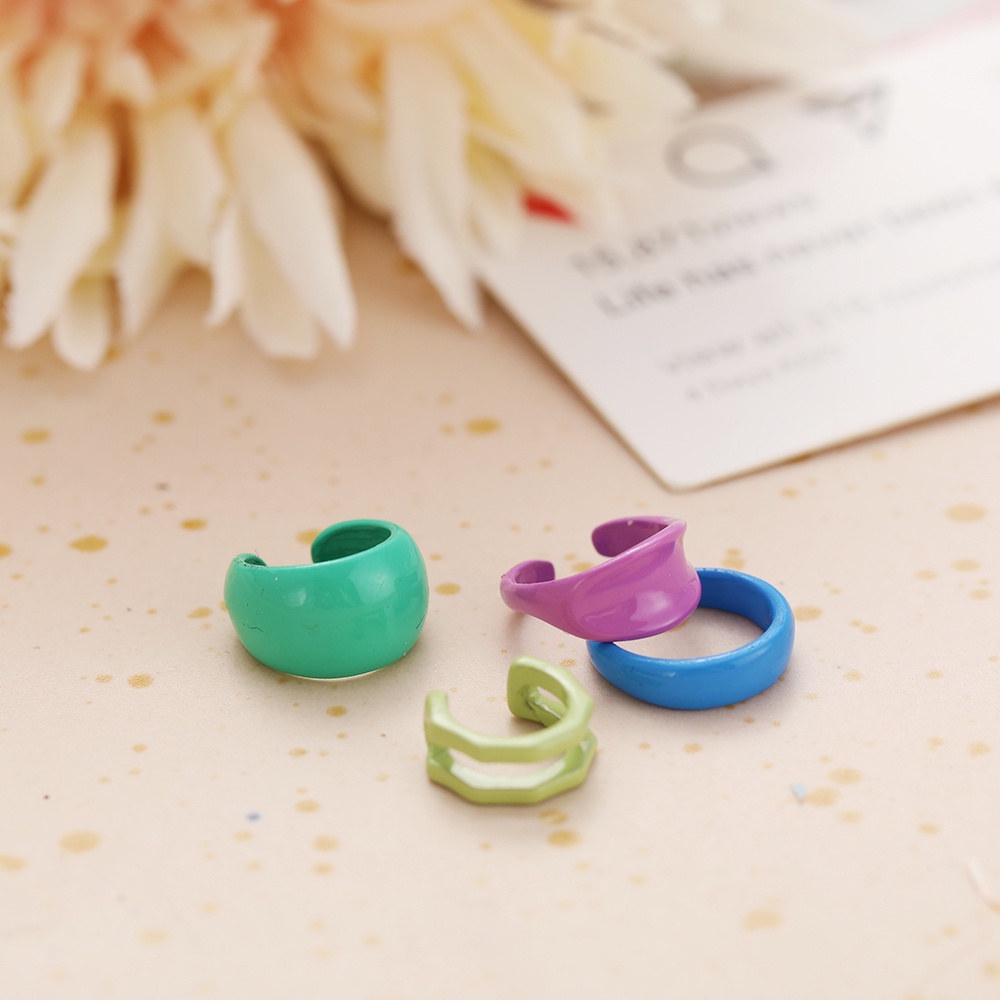 4pcs/set Retro Simple Alloy Color Ear Clip Set Non-pierced Hypoallergenic Circle Earrings Women Fashion Jewelry Accessories