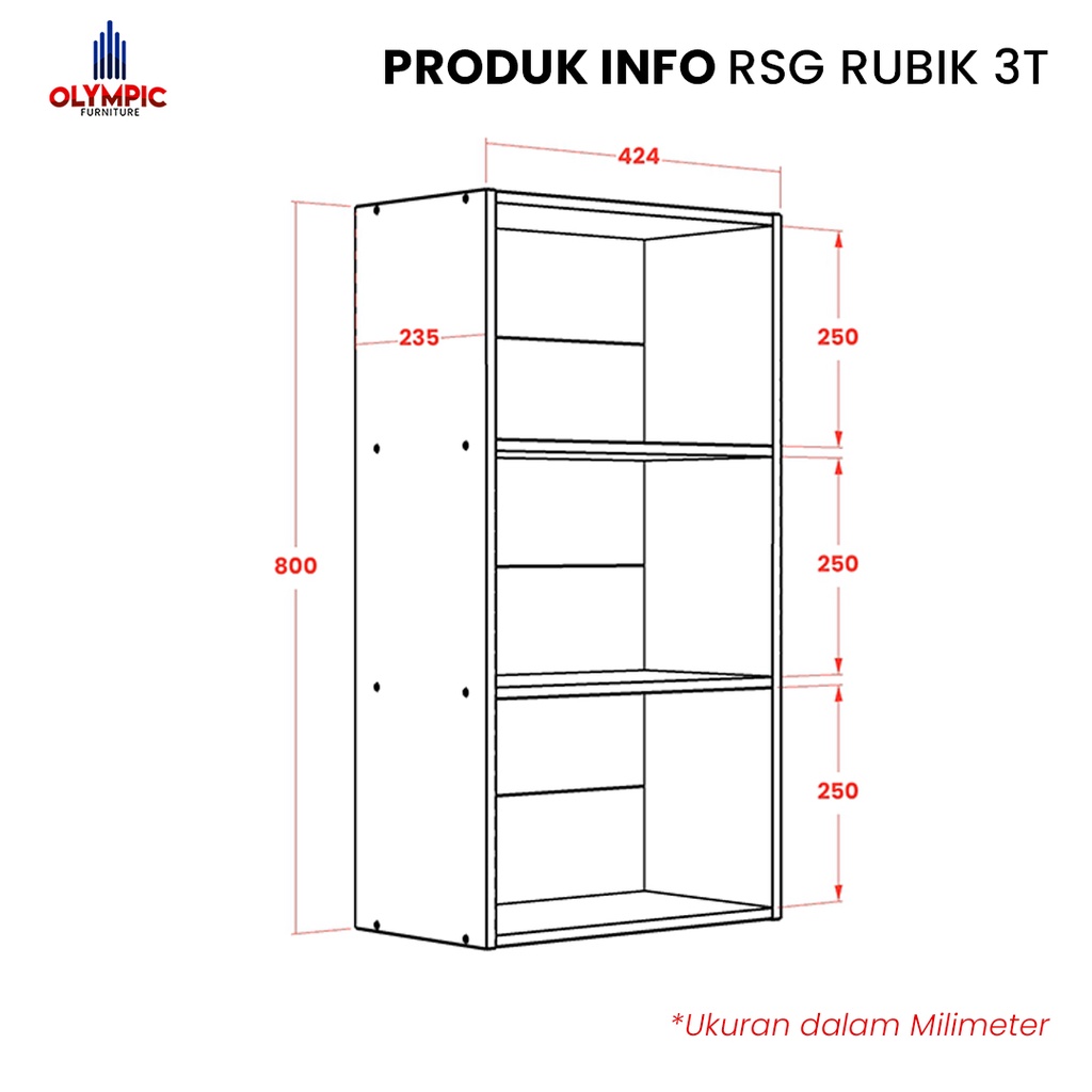 Olympic Rak Serbaguna / Rak Multifungsi / Rak Susun / Rak Buku / RSG RUBIK 3T