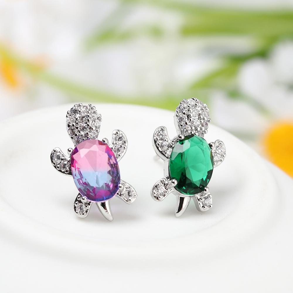 Anting Tusuk Nanas Oval Pernikahan Multicolor Turtle Shaped