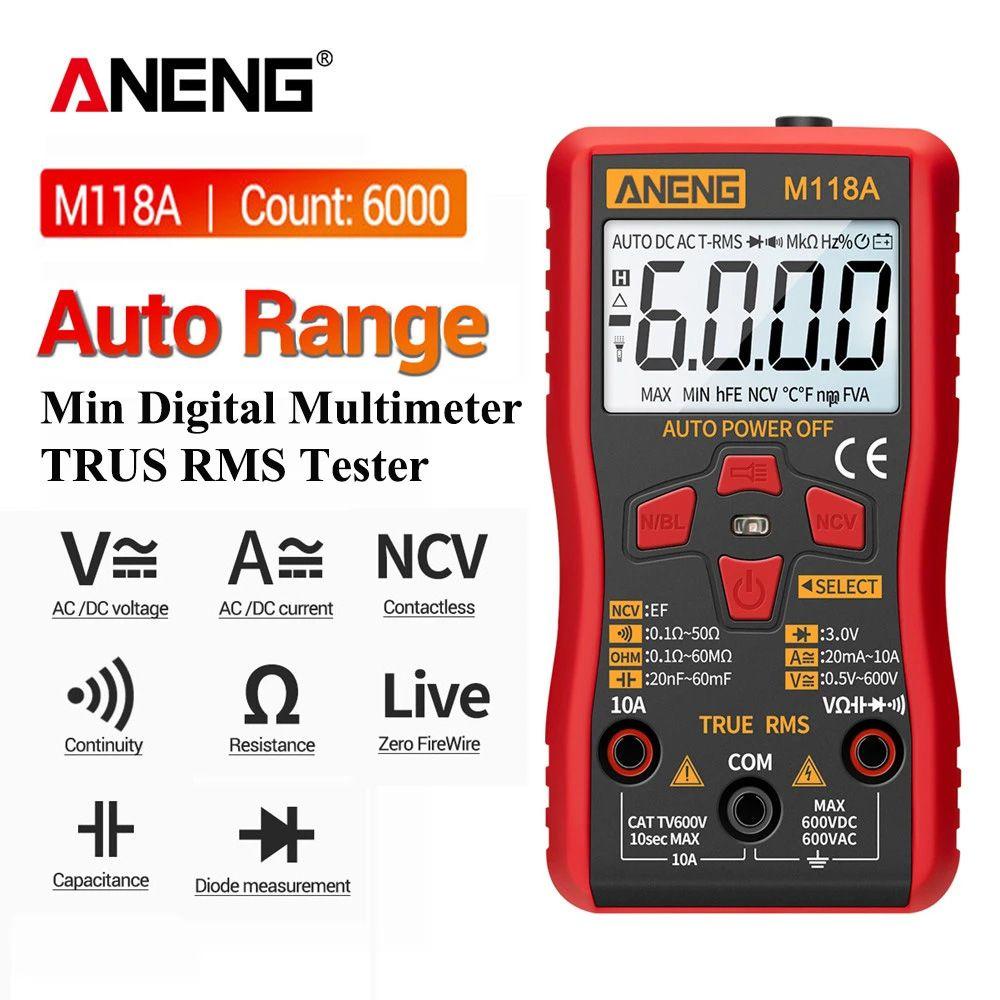 Solighter Multimeter Digital Mini ANENG M118A Auto M Multimetro Tranistor Dengan NCV Presisi Tinggi