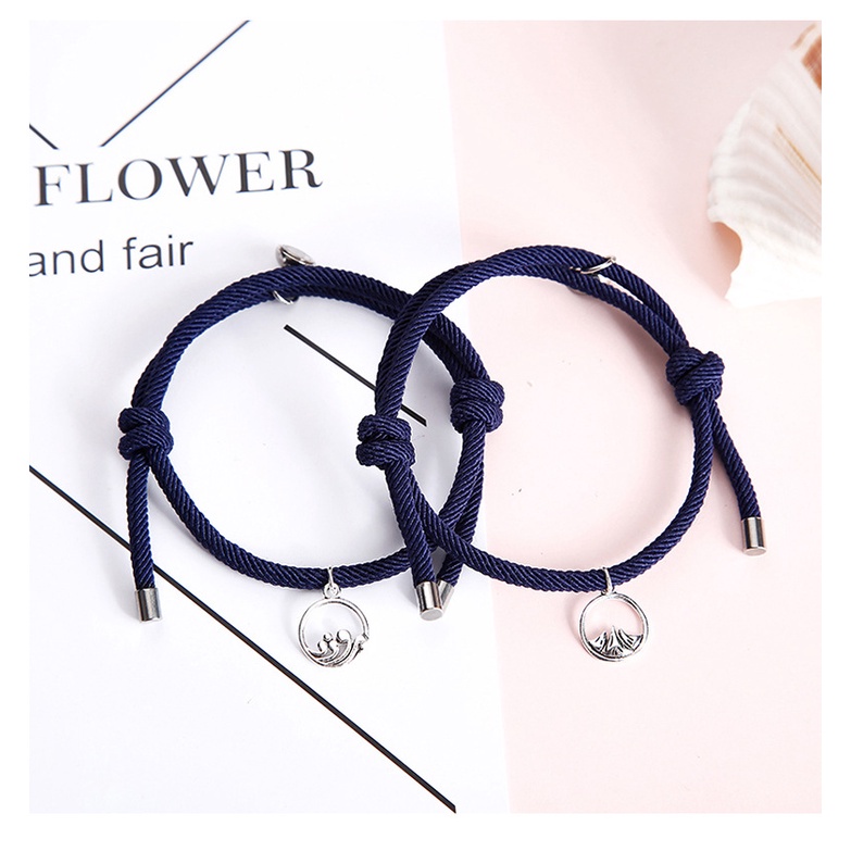【Ready stock&COD】1pasang / 2 pcs Gelang couple bestie magnet Gelang Couple gelang couple magnet love Tali Karet Desain Astronot Untuk Unisex best friend fashion murah modis-Dark-blue-magnet-1