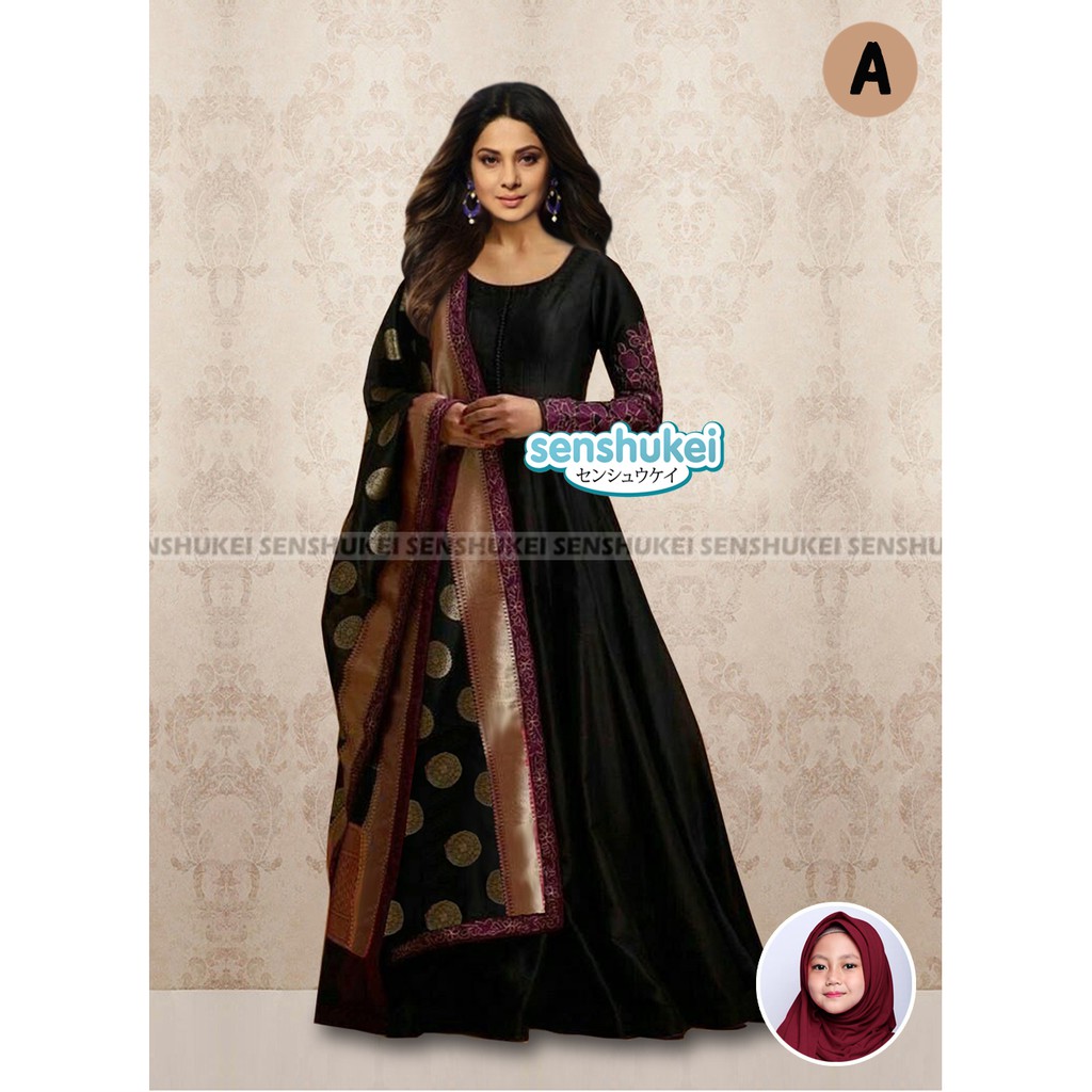 Dress pesta anak gaun sari india longdress muslim gratis jilbab