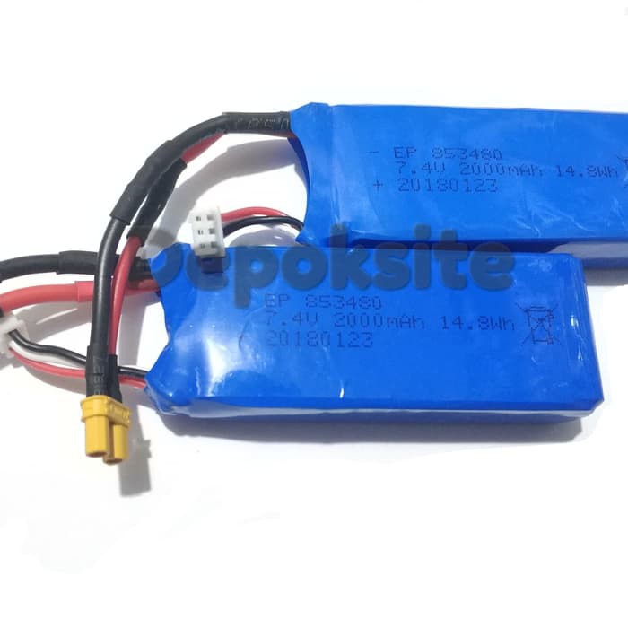 2000mAh 7.4v Baterai MJX Bugs 2 3 Bugs2 Bugs3 Battery Upgrade