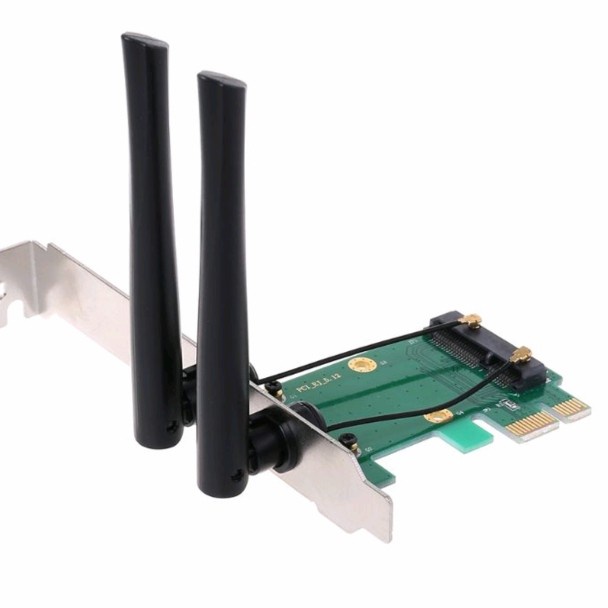 Wifi adapter card pcie x1 to mini pcie with antenna wireless network