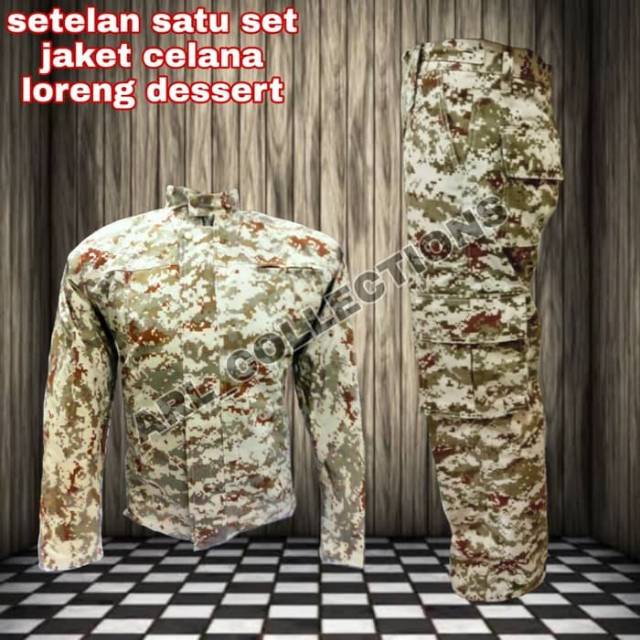 Setelan satu set celana pdl dan jaket abg body pes loreng dessert(DIGITAL GURUN) setelan army outdor