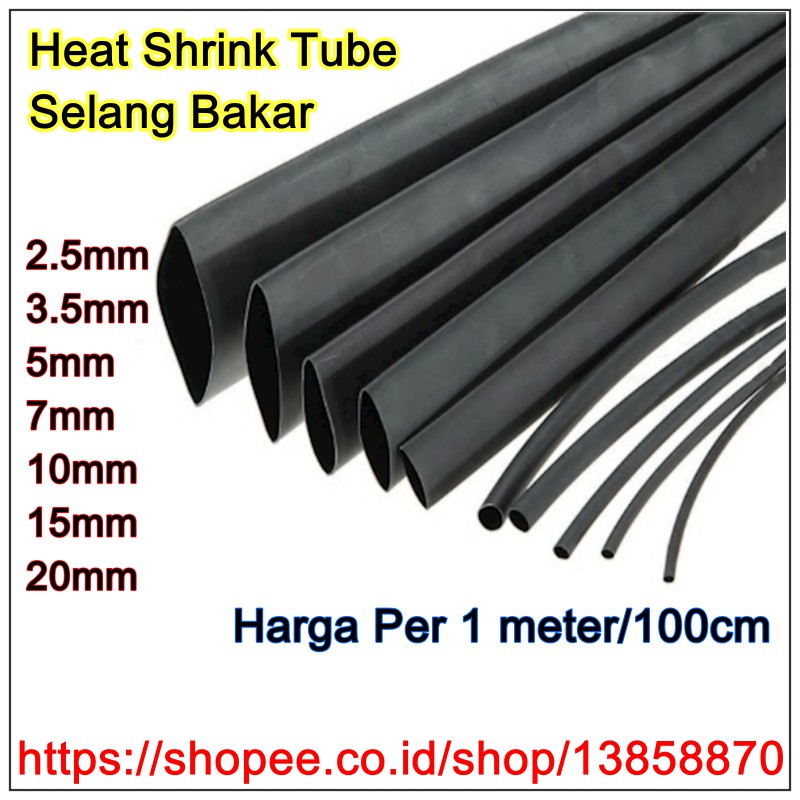 20mm Heat Shrink Tube Hitam Selang Bakar isolation insulation isolasi kabel