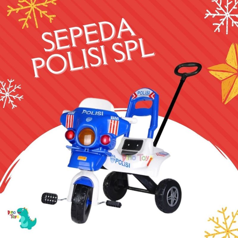 Sepeda Anak Roda 3 Polisi Gowes Mainan Motor Roda Tiga Dorong Edukatif