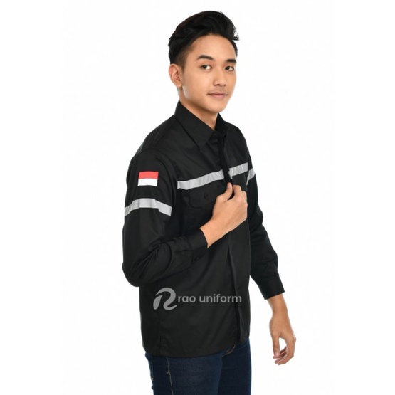 Wearpack Safety Baju Safety Baju Kerja  Bordir K3 dan Bendera Indonesia Baju Proyek Kemeja Lapangan