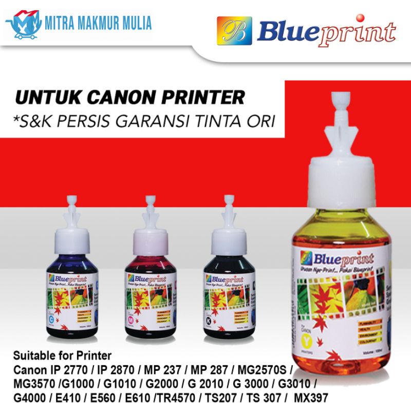 Tinta Canon BLUEPRINT Refill For Printer Canon IP 2770 G1010 G2000 G2010 100ml - Varian Warna