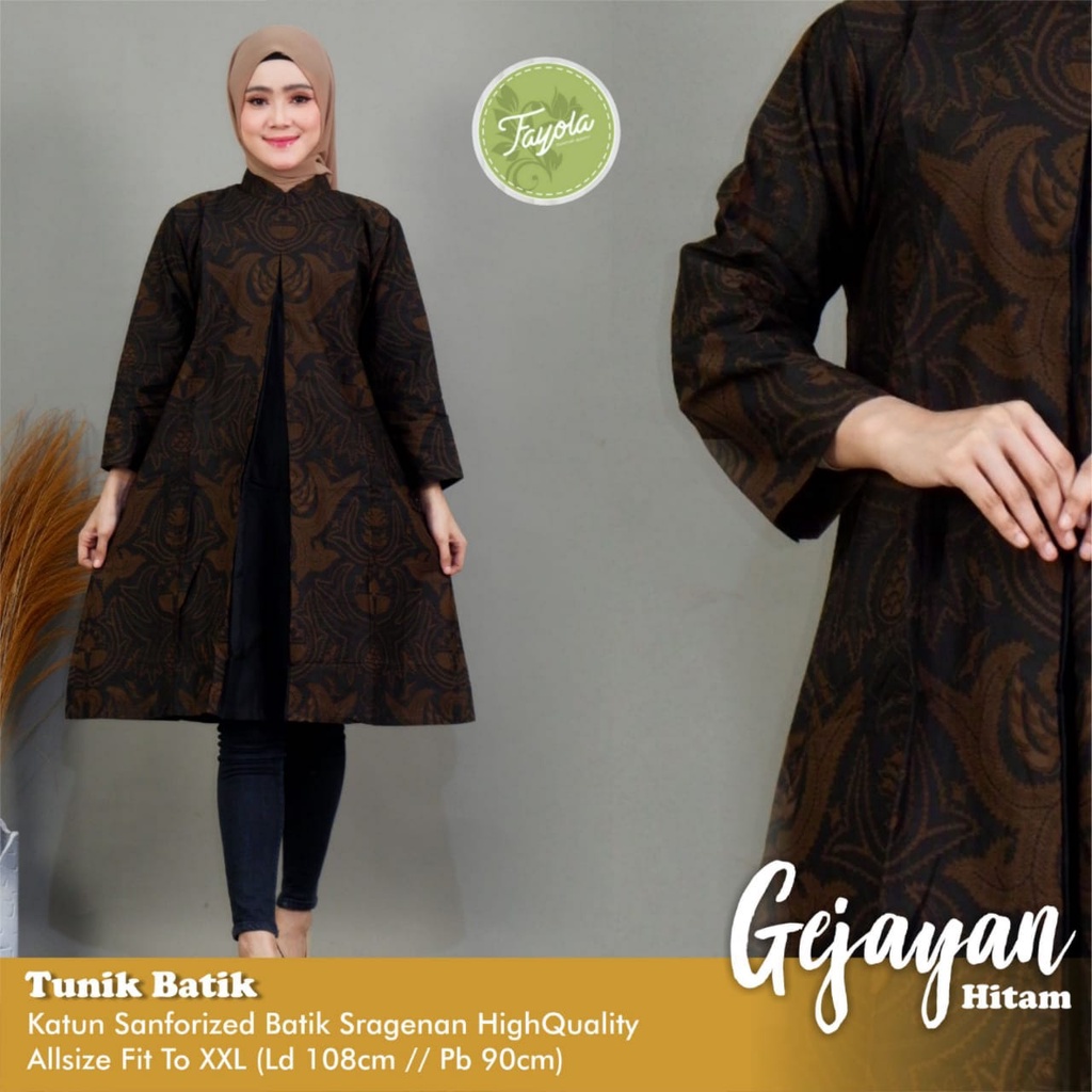 Tren Tunik Batik 2021 Batik Wanita Katun Batik Sragenan Atasan Tunik Dewasa LD 108 cm Model Cardigan