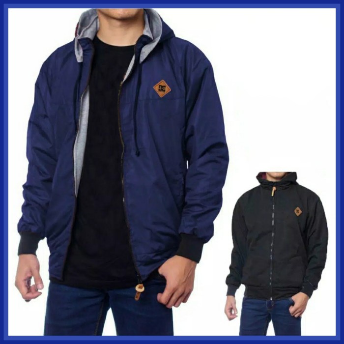 Jaket Bolak Balik 2 in 1 Pria Biru Dongker Hitam - M(W0R5) Termurah Jaket Pria Distro Jaket Pria Par