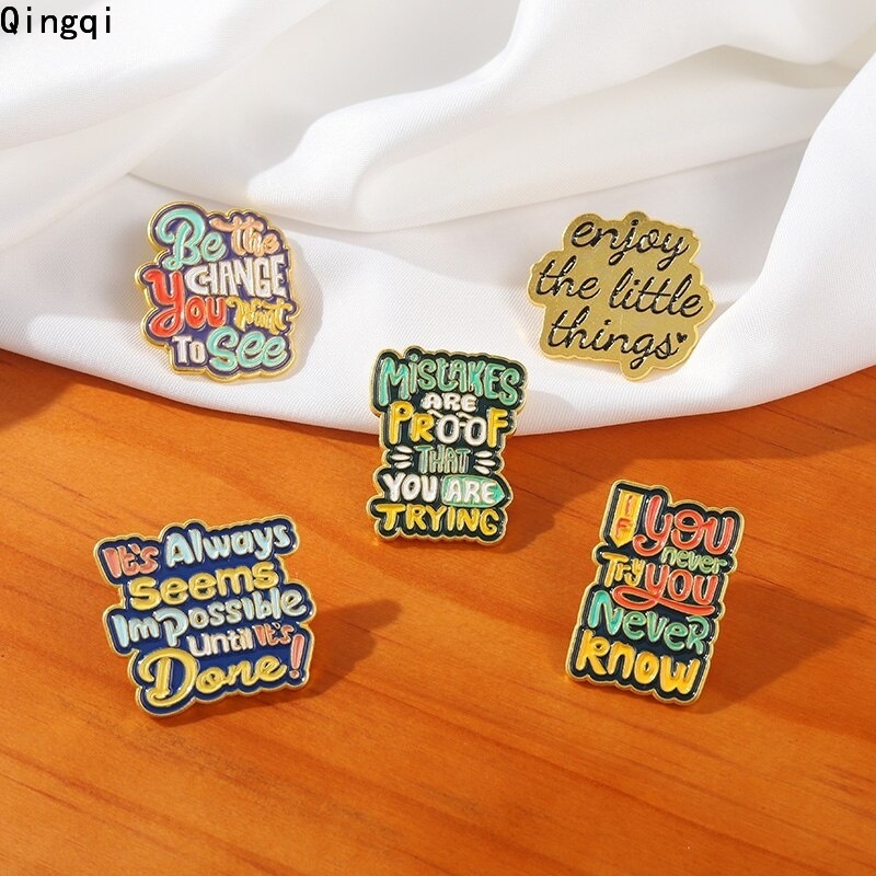 Bros Pin Enamel Desain Kartun Quote You Never Try You Never Know Bahan Metal Untuk Hadiah Anak