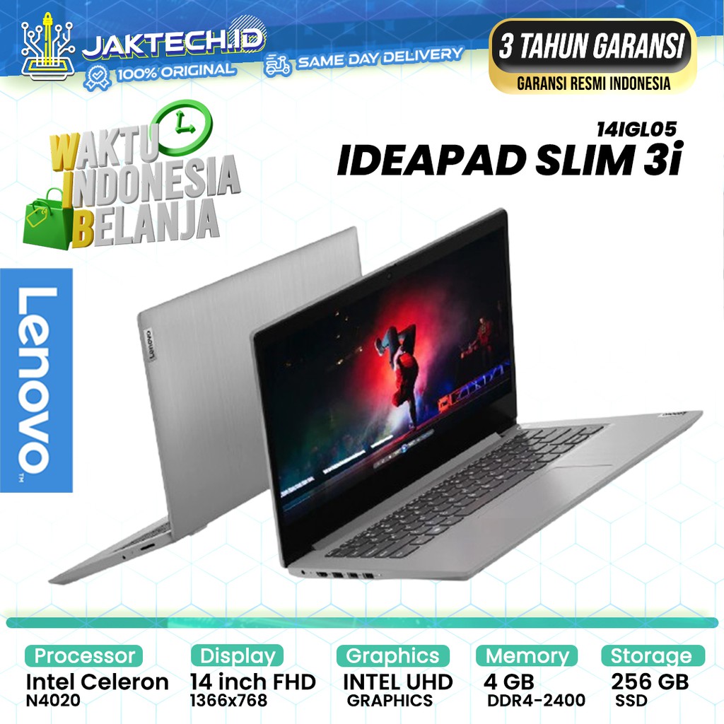 LENOVO Ideapad Slim 3i Celeron N4020 4GB 256GB SSD WIN10+OHS (14&quot;)