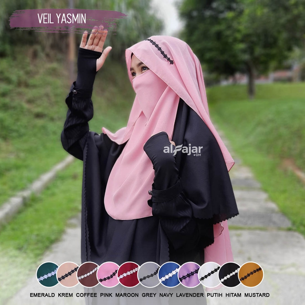 CADAR NIQOB BANDANA Veil Yasmin Dua Layer Sifon Ceruty by Alfajar