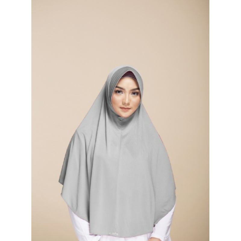 Jilbab Instan Bergo Zaria Kirana Elzatta Original Warna Silver Grey