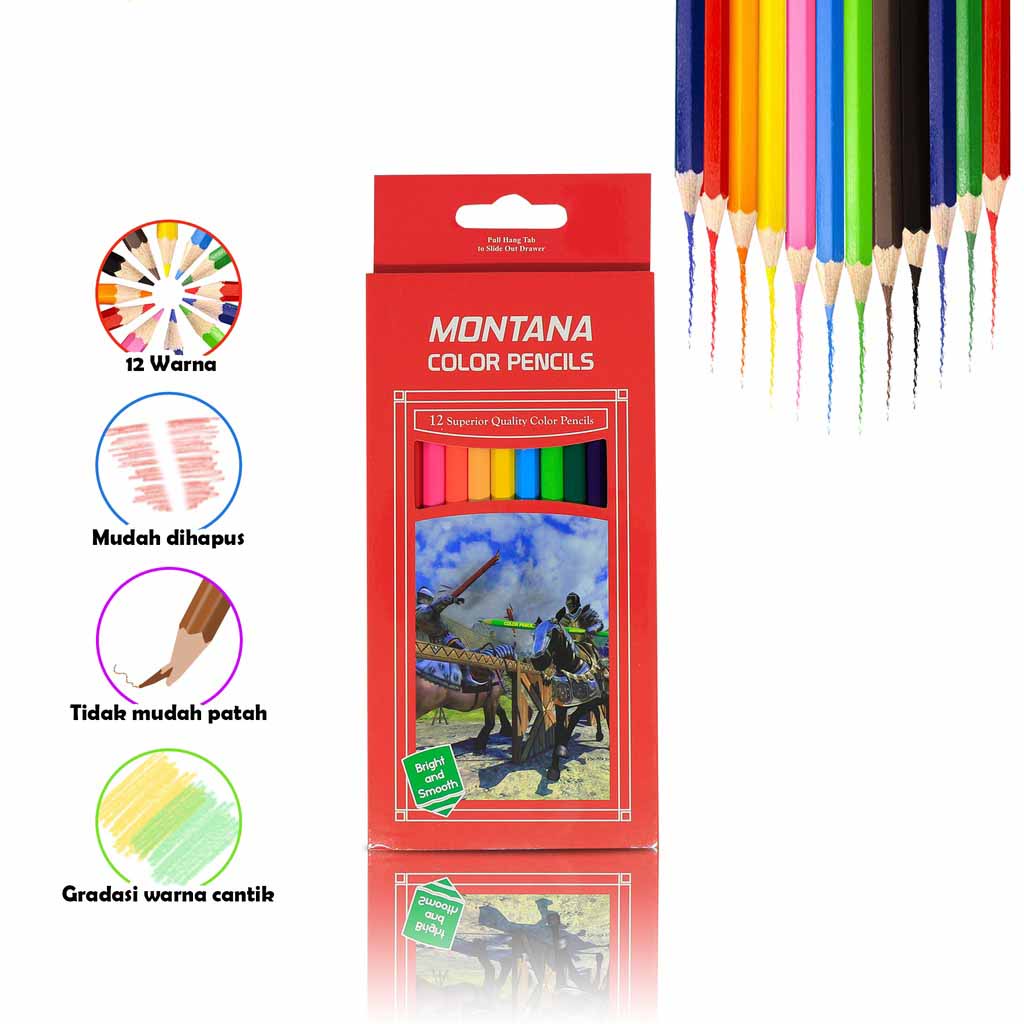 1 Set isi 12 Pcs Pensil Pinsil Warna Montana