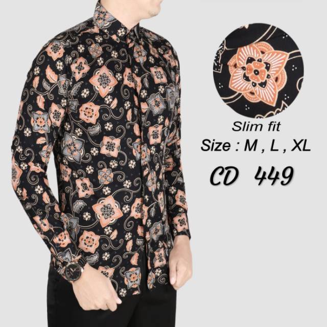Kemeja Batik PriabLengan Panjang Slimfit  Merk ODZA / LUIGI BATANI  /  COLINDION