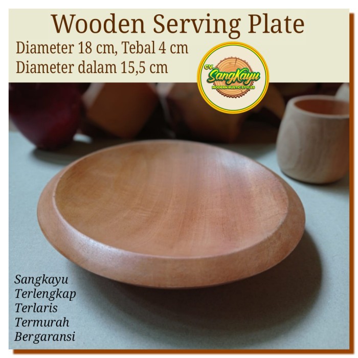 Wooden plate 18 Cm Piring kayu Wooden serving plate piring saji kayu