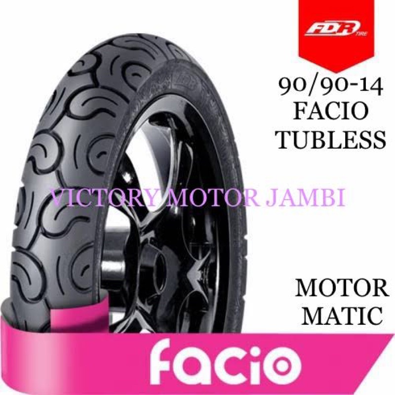BAN LUAR BELAKANG MOTOR MATIC 90/90-14 FACIO TUBLESS FDR