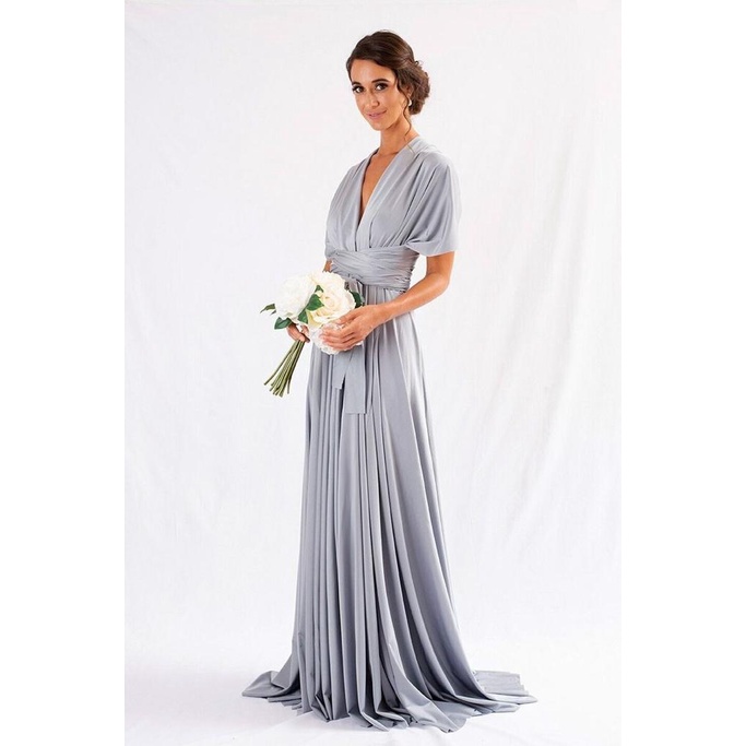 READY FREE KEMBEN Premium Multiway Dress Bridesmaid Convertible Infinity Dress Pesta Pengiring Pengantin Silver Abu Muda Light Grey