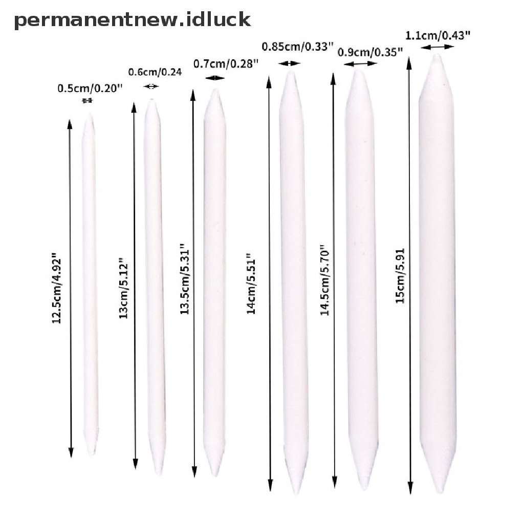 6 Pcs / set Tongkat Stump Blending Smudge Warna Putih Untuk Sketsa Gambar Arang
