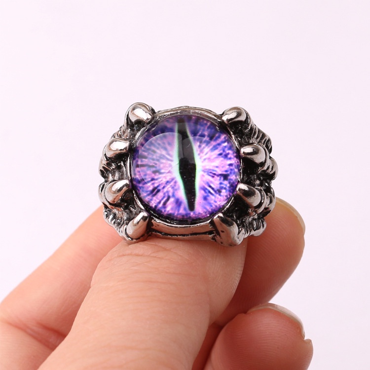 Cincin Keberuntungan Desain Cakar Iblis Mata Iblis Gaya Retro adjustable Untuk Pria / Wanita