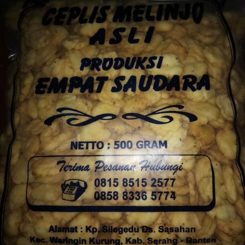 

CEPLIS/KECEPREK MELINJO RASA ORIGINAL 500GR, CEMILAN SANTAY, RASA NYA MANTAP