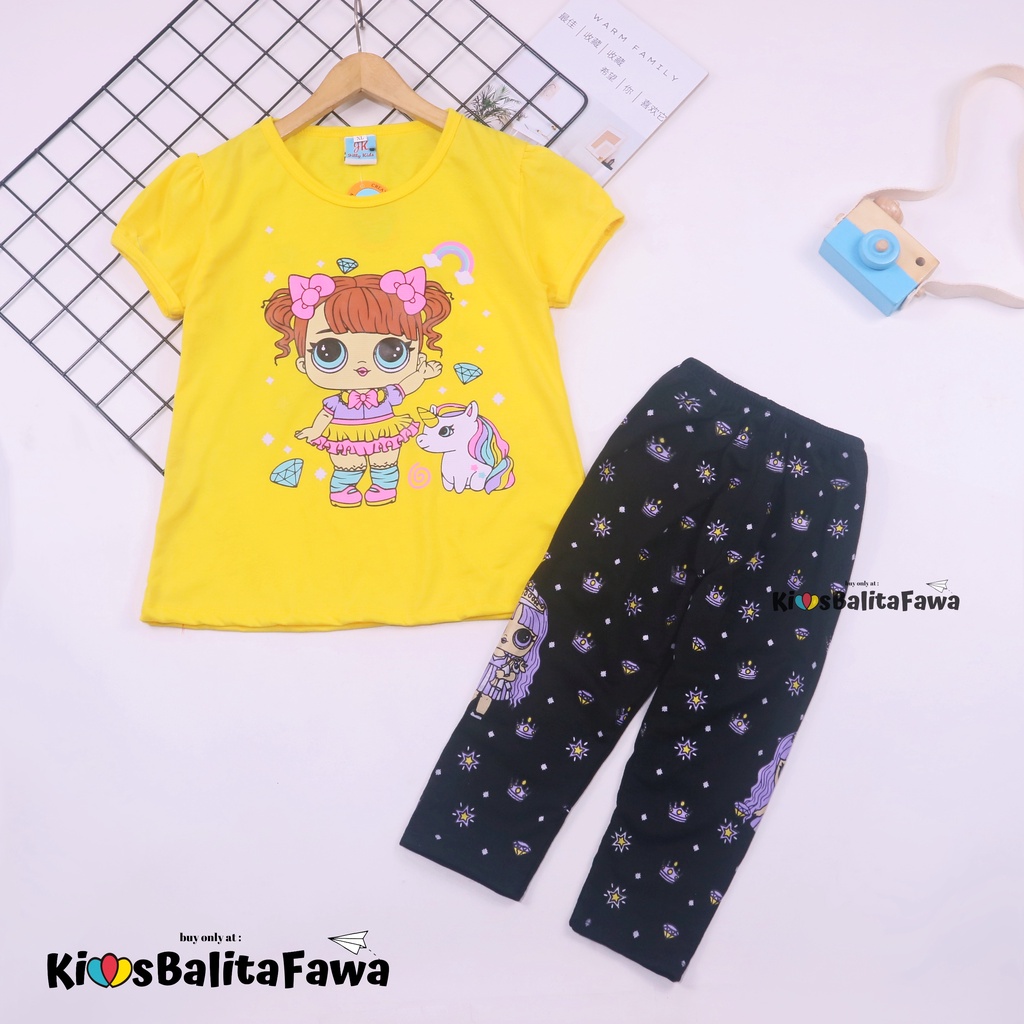 Setelan DOLL uk 2-6 Tahun / Baju Anak Karakter Legging Perempuan Celana Disney Import