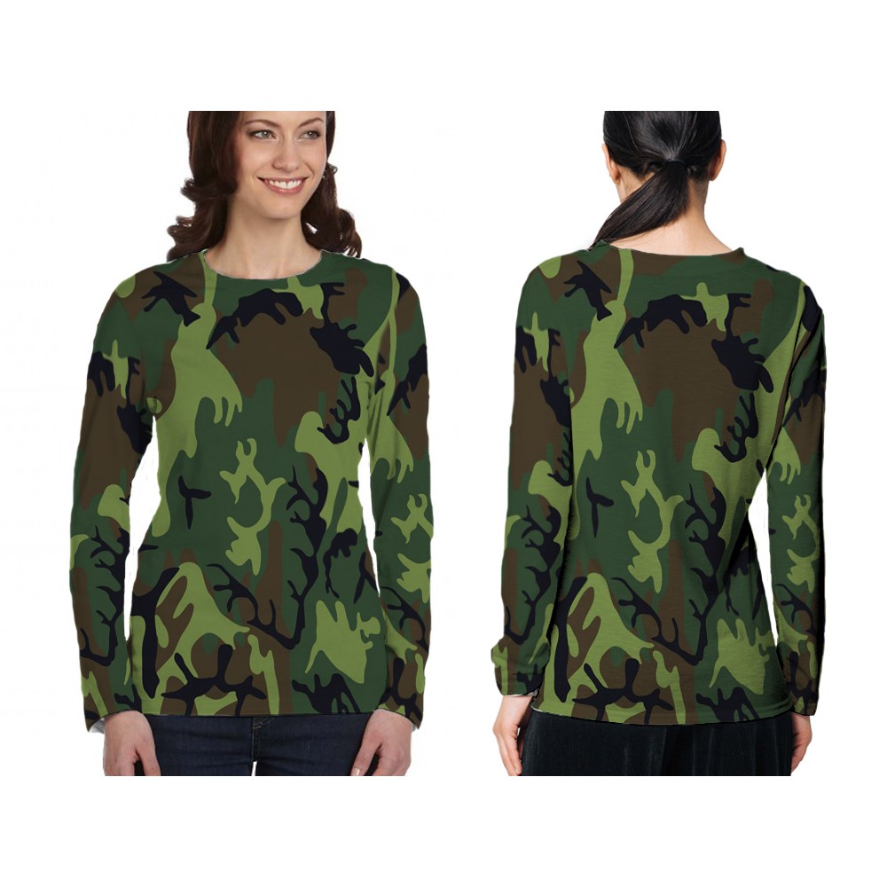 Kaos Army Camouflage Lengan Panjang | Kaos Army Camouflage Wanita | Kaos Army Wanita FullPrint
