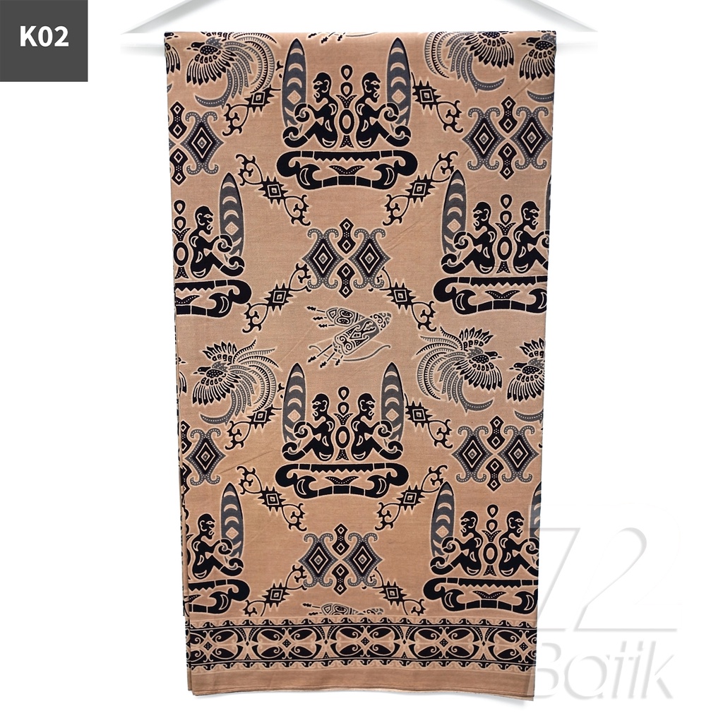 KAIN BATIK PREMIUM Bahan Katun Motif Burung Asmat Warna Peach 721145 Cap 72 Jarik Jarit Samping Kebat Panjang Batik Katun Modern Premium Bahan Seragam Batik Pernikahan Kantor Keluarga Murah Kamen Jadi Batik Bali Lembaran