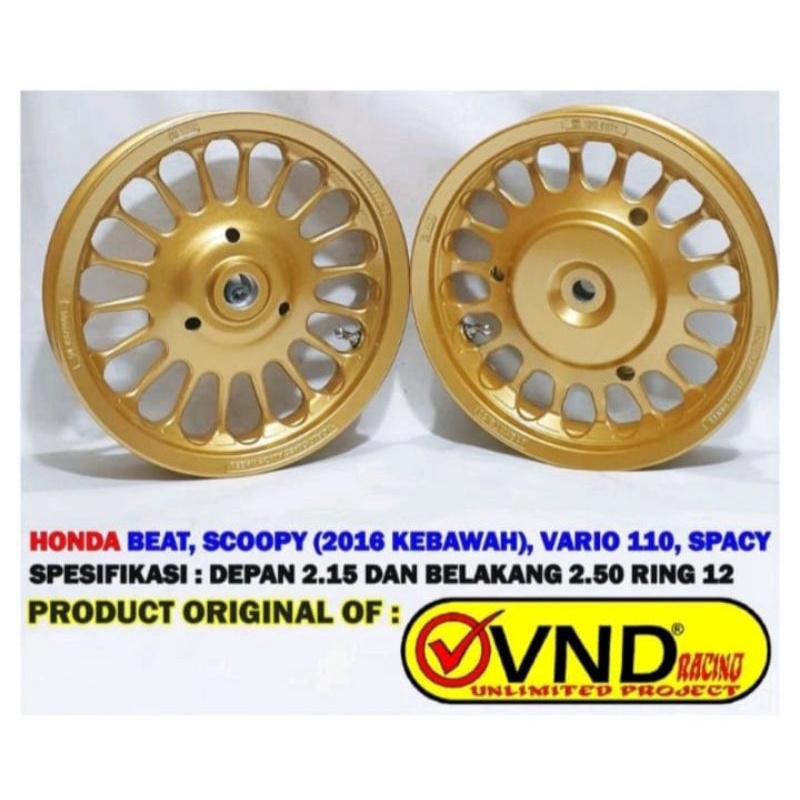 Velg Racing VND Roullete Gold Mate Ring 12 Honda Beat Scoopy