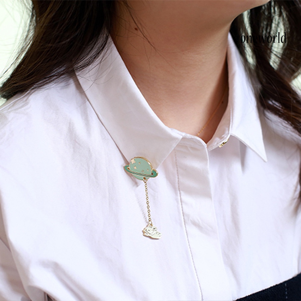 OW@ Unisex  Enamel Spaceman Planet Rabbit Charm Brooch Pin Collar Bag Badge Clip