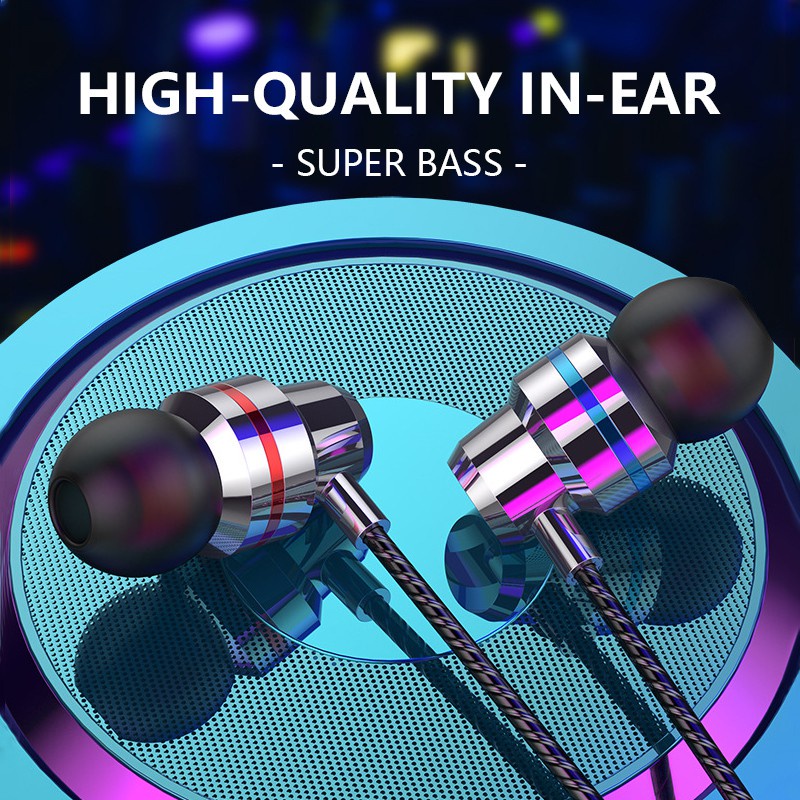 Earphone In Ear Hifi Bass Bahan Metal Anti Air Dengan Kabel Jack 3.5mm