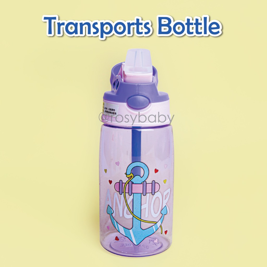Botol Air Minum 450 ml / Botol Minum Anak Lucu Motif Karakter Imut dengan Sedotan BPA FREE Botol
