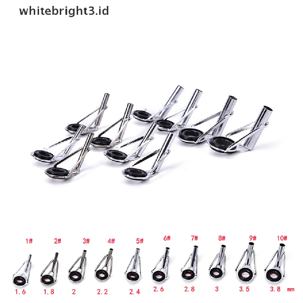 (whitebright3.id) 80pcs Ring Guide Joran Pancing 10 Ukuran Bahan Baja Warna Hitam